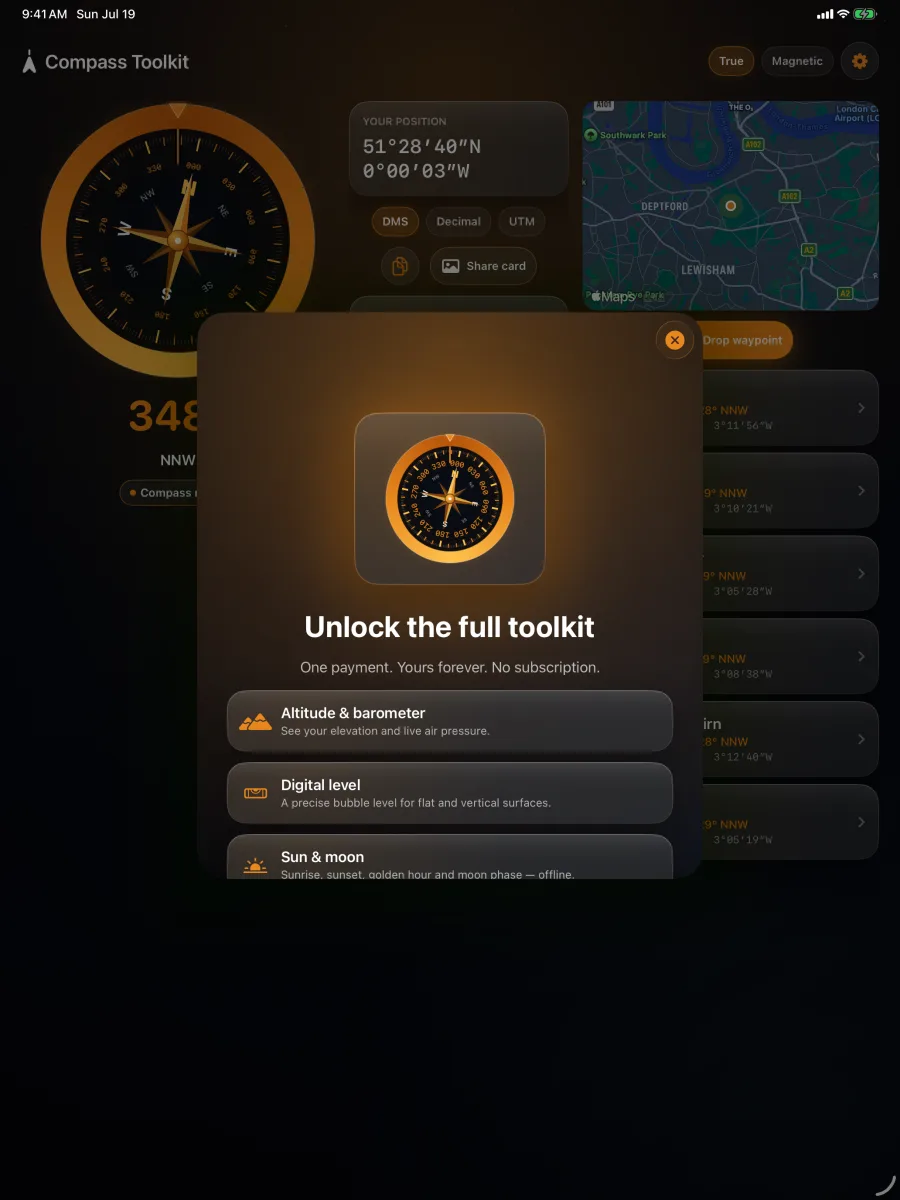 Compass Toolkit — iPad — desbloquea todo el kit con una única compra de $4.99.