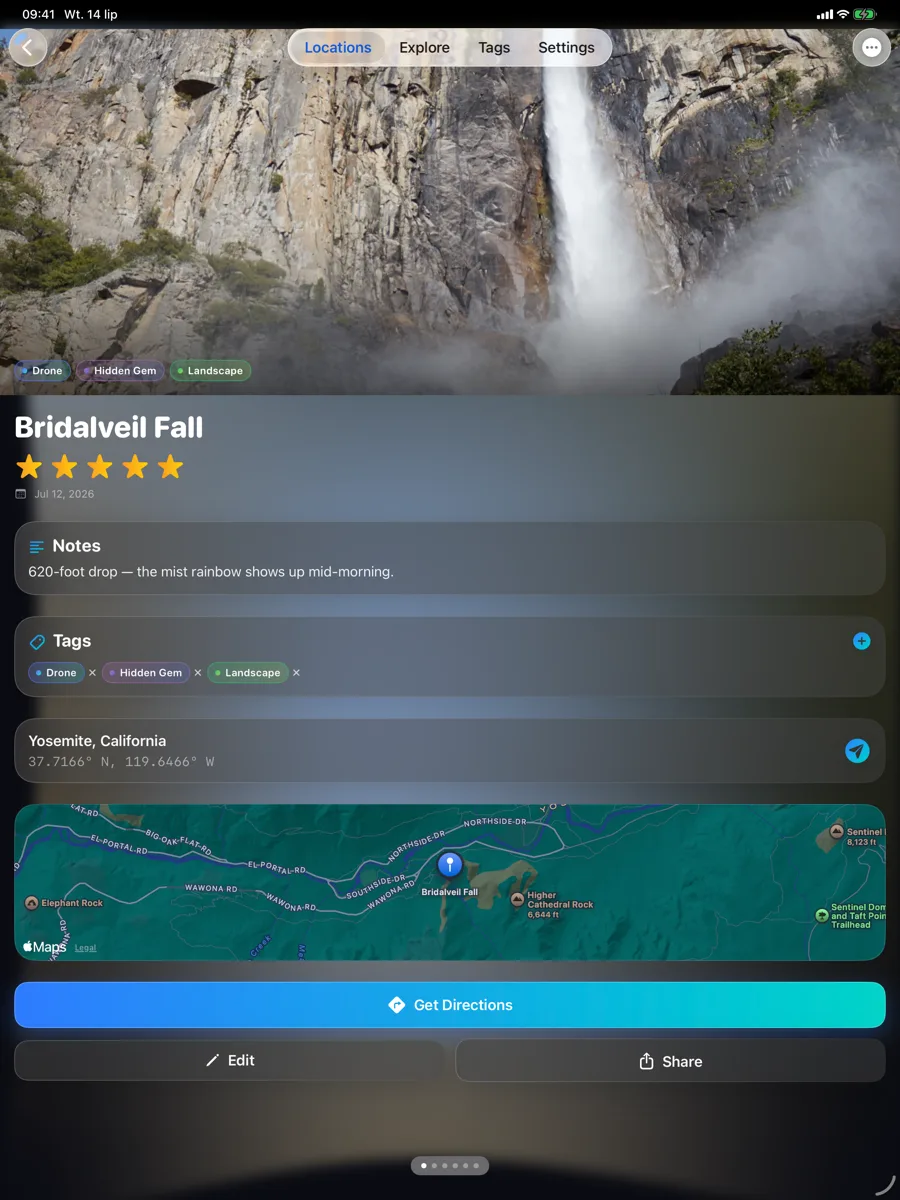 Location Snapshot — iPad — detail