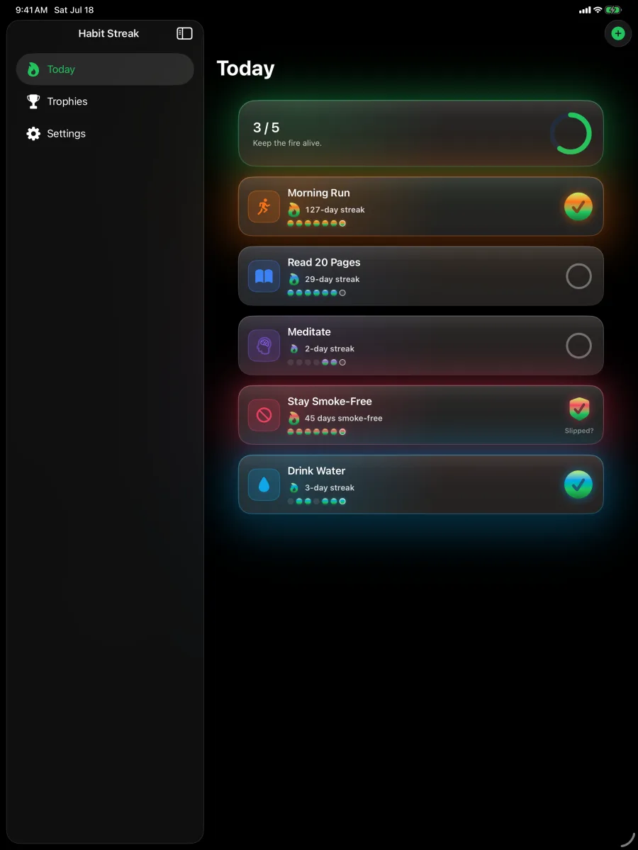 Habit Streak: Habits Tracker — iPad — la skin Forest.