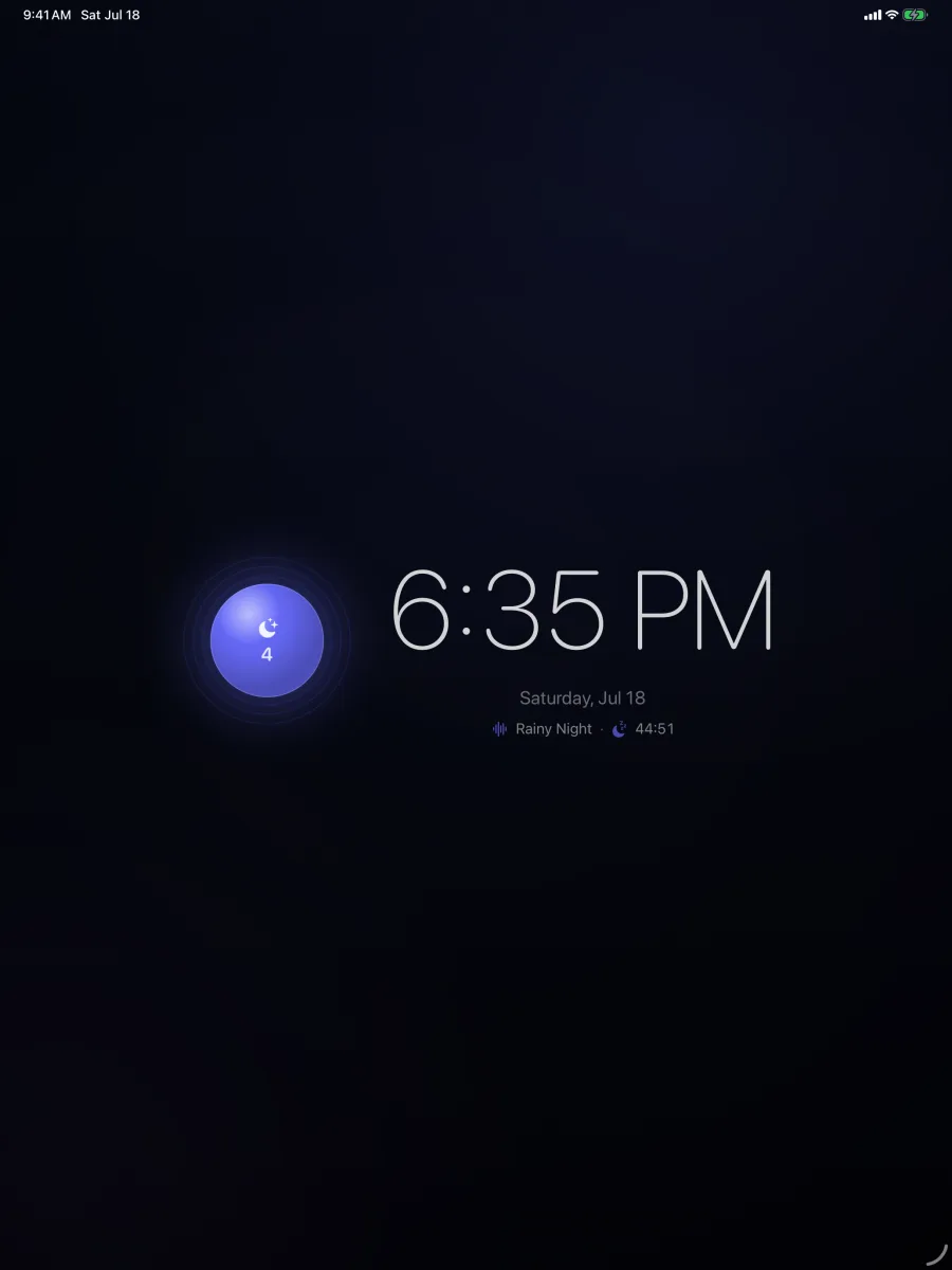 Lull: Sleep Sounds — iPad — relógio do Modo Noturno