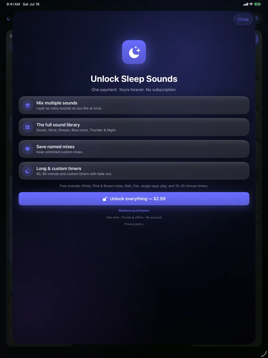 Lull: Sleep Sounds — iPad — liberação única