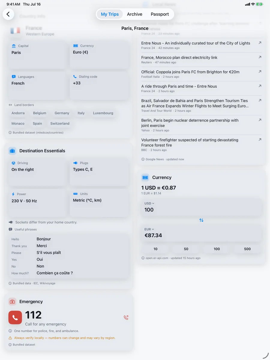Voyager: Towarzysz podróży — iPad — przelicznik walut