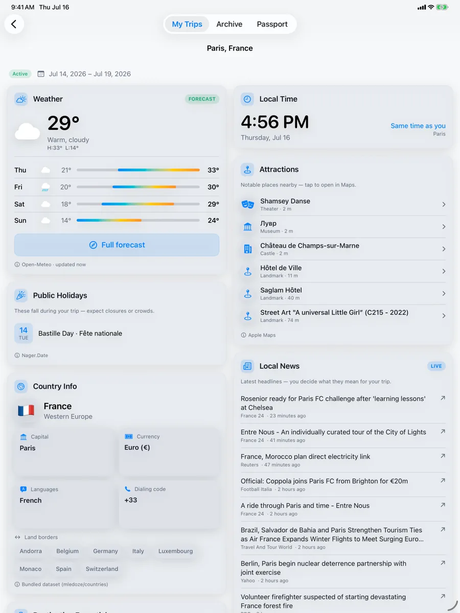 Voyager: Towarzysz podróży — iPad — wszystko o danym celu