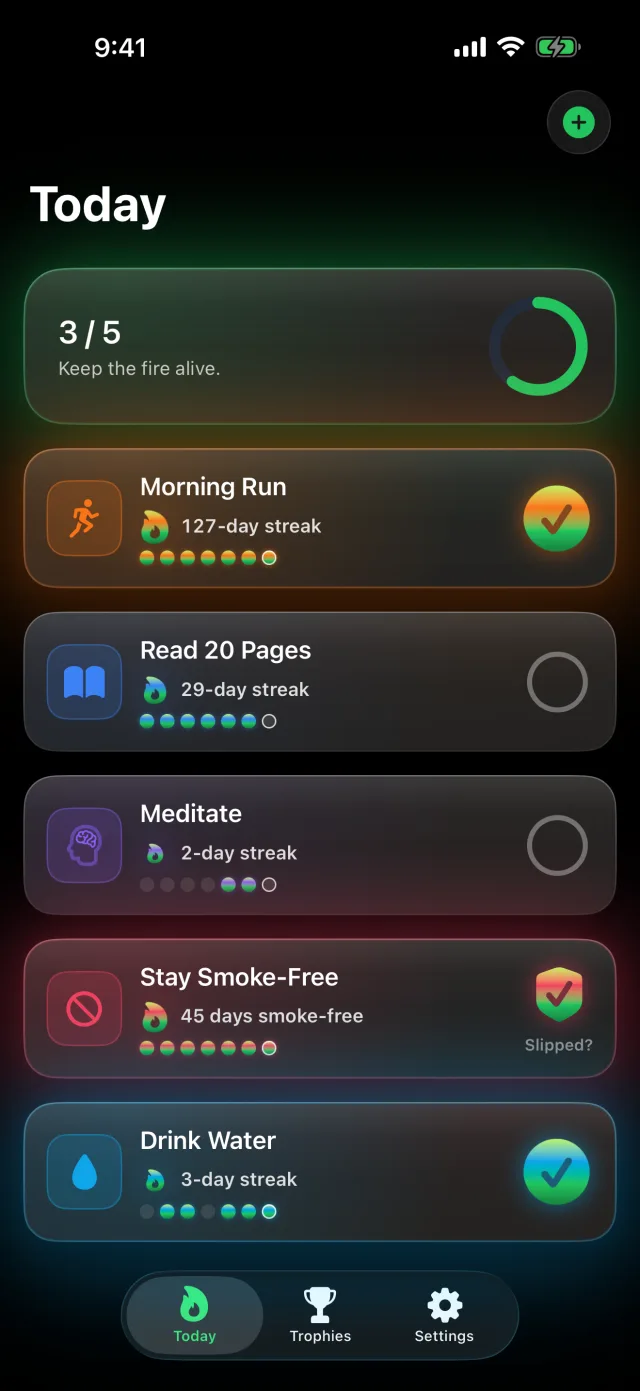 Habit Streak: Habits Tracker — La skin Forest — scegli il look che ti si addice.