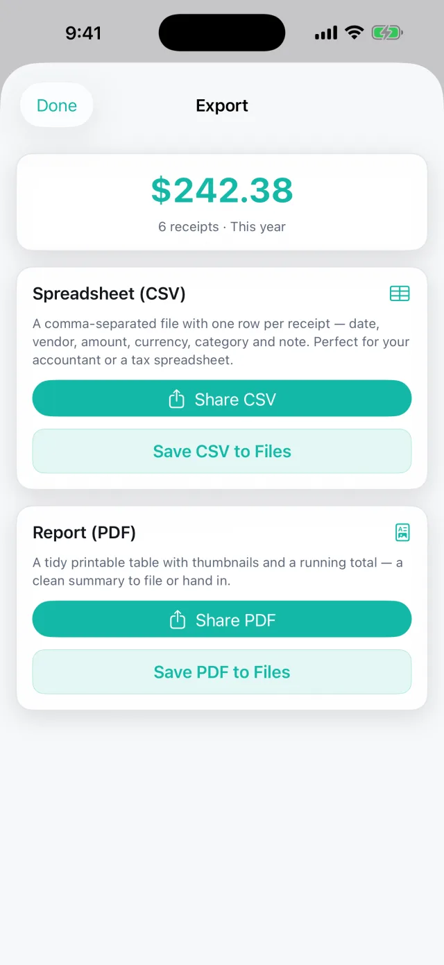 Keepsy: レシート管理 — 申告時にきれいな CSV や PDF を書き出し — 一年分をひとつのファイルに